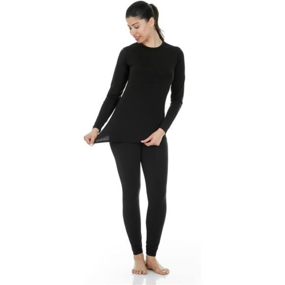 Long Johns Thermal Underwear for Women Fleece Lined Base Layer Pajama Set Winter - Picture 2 of 5